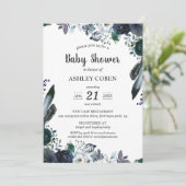 Invitation Baby shower floral foncé (Debout devant)