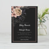 Invitation Baby shower floral foncé (Debout devant)