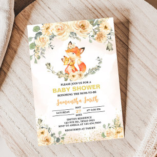 Invitation Baby shower Floral Fox automne