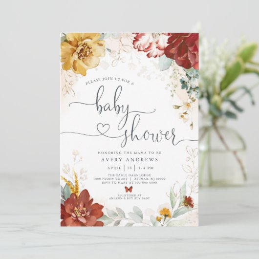 Invitation Baby shower Floral Garden (Debout devant)