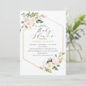 Invitation Baby shower floral Géométrique Or (Debout devant)