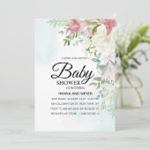 Invitation Baby shower Floral Girl (Debout devant)