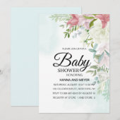 Invitation Baby shower Floral Girl (Devant / Derrière)