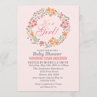 Invitation Baby shower Floral Girl