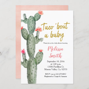 Invitation Baby shower floral Gold Cactus Taco Bout Baby
