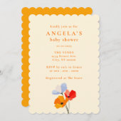 Invitation Baby shower floral gras (Devant / Derrière)