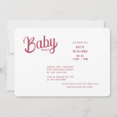 Invitation Baby shower floral gras rouge et rose (Devant)