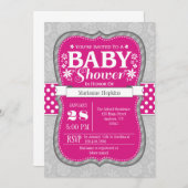 Invitation Baby shower Floral Gris Chaud (Devant / Derrière)