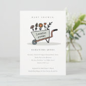 Invitation Baby shower floral gris cultivé localem (Debout devant)