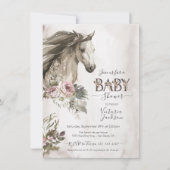 Invitation Baby shower Floral Horse Ranch (Devant)