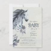 Invitation Baby shower Floral Horse Ranch (Devant)