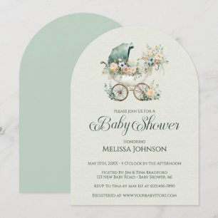 Invitation Baby Shower Floral Jardin Vintage