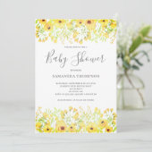 Invitation Baby shower floral jaune (Debout devant)