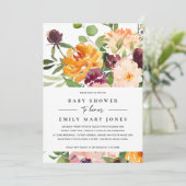 INVITATION BABY SHOWER FLORAL JAUNE BLANC CLAIR ORANGE (Debout devant)