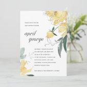 Invitation BABY SHOWER FLORAL JAUNE CLAIR VERT (Debout devant)