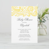 Invitation Baby shower floral jaune doux moderne (Debout devant)