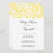 Invitation Baby shower floral jaune doux moderne (Devant / Derrière)