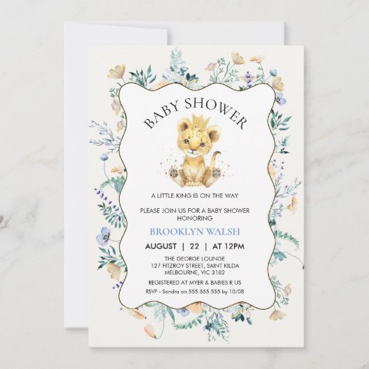 Invitation Baby shower Floral Jaune Moderne (Devant)