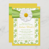 Invitation Baby shower Floral Jaune Vert Fête (Devant / Derrière)