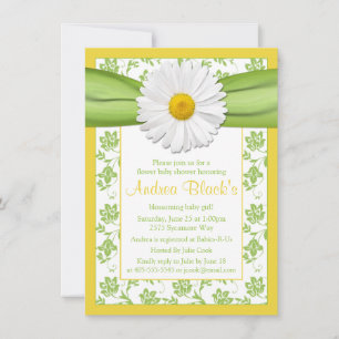 Invitation Baby shower Floral Jaune Vert Fête
