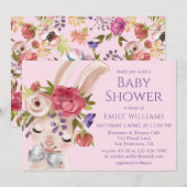 Invitation Baby shower Floral Lapin Lapin Mignonne Moderne (Devant / Derrière)
