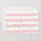 Invitation Baby shower floral lapin rose et or (Dos)