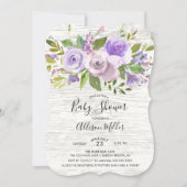 Invitation Baby shower Floral Lavande Rustique (Devant)