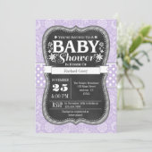 Invitation Baby shower floral Lavender Chalkboard (Debout devant)
