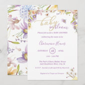 Invitation Baby shower floral Lilac (Devant / Derrière)