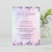 Invitation Baby shower Floral Lilac (Debout devant)