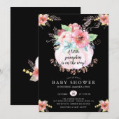 Invitation Baby shower Floral Little Citrouille (Devant / Derrière)