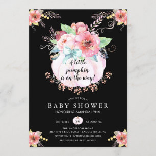 Invitation Baby shower Floral Little Citrouille