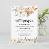 Invitation Baby shower Floral Little Citrouille automne (Debout devant)