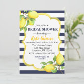 Invitation Baby shower floral marine et citron jaune (Debout devant)