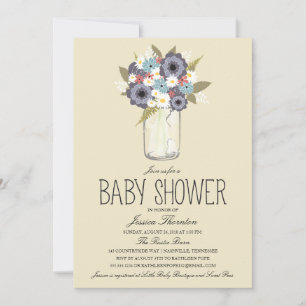 Invitation Baby shower Floral Mason Jar