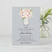 Invitation Baby shower Floral Mason Jar (Debout devant)