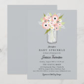 Invitation Baby shower Floral Mason Jar (Devant / Derrière)