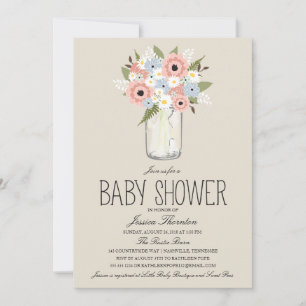 Invitation Baby shower Floral Mason Jar