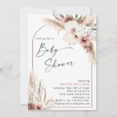 Invitation Baby shower Floral Mauve Boho (Devant)