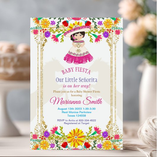 Invitation Baby shower Floral mexicain rose