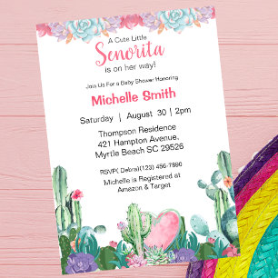 Invitation Baby shower Floral mexicain Señorita