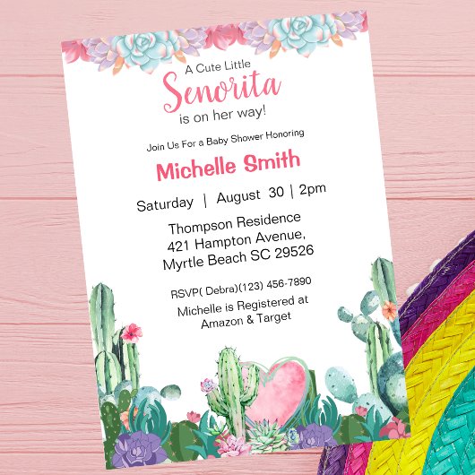 Invitation Baby shower Floral mexicain Señorita