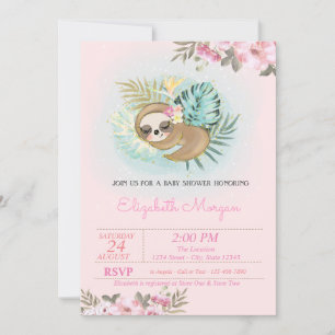 Invitation Baby shower Floral mignon couchant