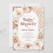 Invitation Baby shower Floral Mocha Boho (Devant)