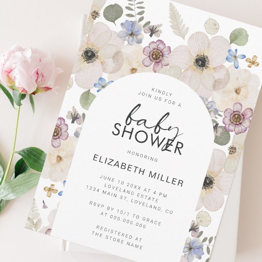 Invitation Baby shower Floral moderne