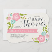 Invitation Baby shower Floral moderne (Devant)