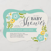 Invitation Baby shower Floral Moderne (Devant / Derrière)