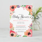 Invitation baby shower FLORAL MODERNE À LA COULEUR DE L'EAU (Debout devant)