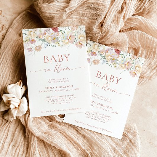 Invitation Baby shower Floral moderne | Baby shower Boho