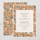 Invitation Baby shower floral moderne Boho Earthy Ochre (Devant / Derrière)